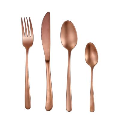 China 18/10 Sustainable Rose Gold Titanium Copper Cutlery Flatware 24pcs/set Luxury Stainless Steel for sale