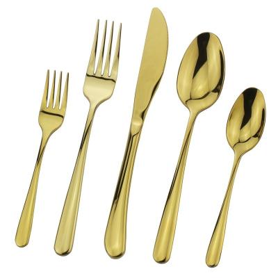 China Sustainable Hot Selling 304 Stainless Steel Gold 304 Reusable Flatware Cutlery Set 18/10 Set To Wedding for sale