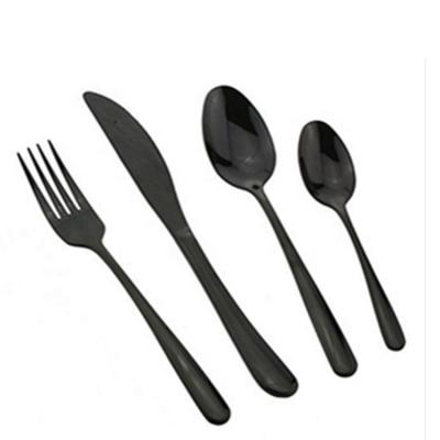 China Viable Royal Matte Black Flatware 18/10 Spoon Fork Knife Black Stainless Steel Flatware Set for sale