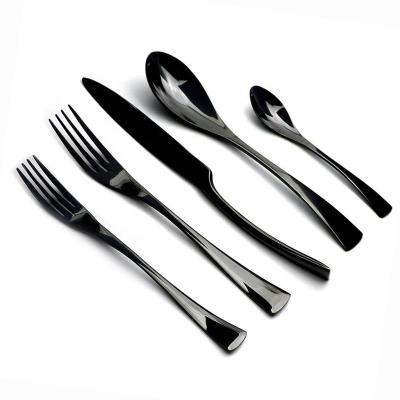 China Viable High Quality Black Plated Flatware Spoon Fork Knife Stainless Steel Cutlery Set for sale