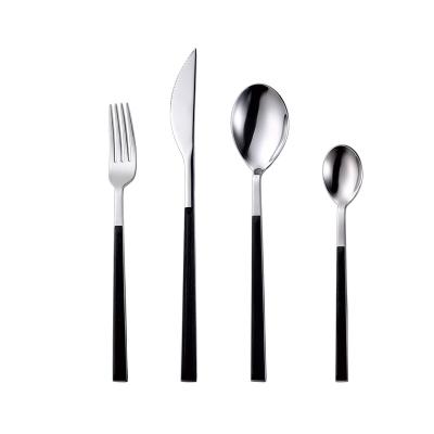 China Sustainable Stainless Steel Plastic Flatware Handle Flatware Wood Coated Cutlery Set , Cutlery Set With Plastic Handle for sale