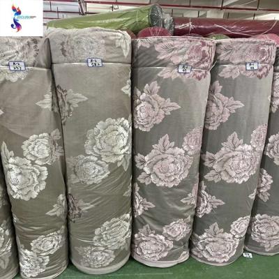 China Shaoxing Factory Good Quality 100%polyester Tear-resistant Burnt Velvet Jacquard Stock Curtains Fabric for sale