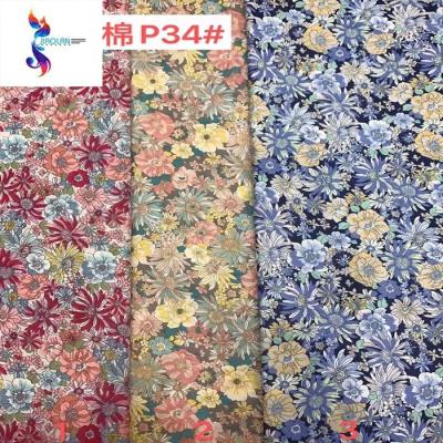 China Anti-static Hot-selling flower prints cotton woven fabric stock 60s cotton printed linen fabric stock for fabric shirts for sale