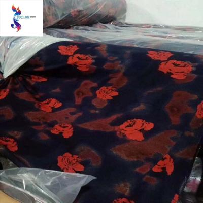 China 2019 hot sale simply spun spandex velvet compound printing poly spun velvet fabric mixed stock lots in Taiwan for sale