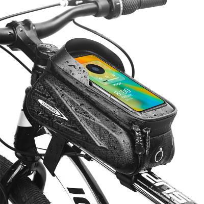 China Water Proof Bike Bag 1.5L Frame Front Tube Bicycle Phone Case Rainproof Cycling Bag 7.2 Inch Touch Screen Bike Hard Shell Bag for sale