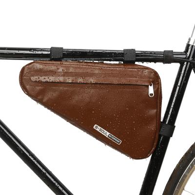 China 1.5L Capacity 1.5L PU Triangle Bag 100% Waterproof Leather Bicycle Bag Waterproof Frame Front Tube Bags Cycling Pannier Large for sale