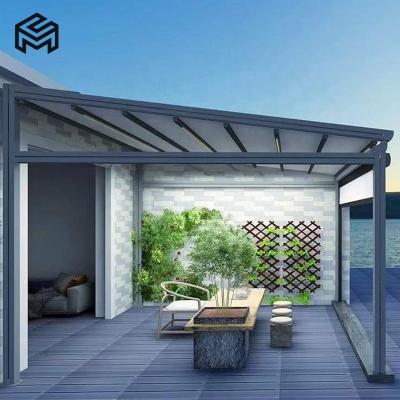 China Waterproof Outside Patio Led Light Folding Pvc Roof Outdoor Awning Pergola Aluminum for sale