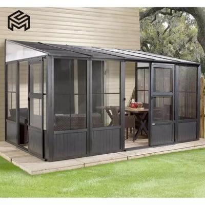 China Sun block Patio Enclosure Modern Glass Room Garden Slant Roof Sun Room for sale