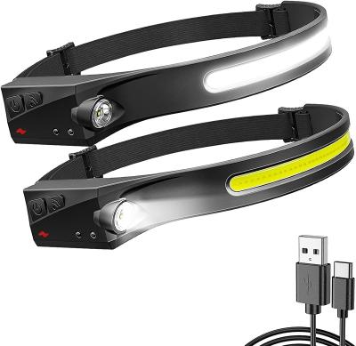 China Hand motion sensor USB Rechargeable Running Headlamp with Wide beam Angel 5 Modes 350 Lumens Headlight for Camping Hiling Outdoor Sports for sale