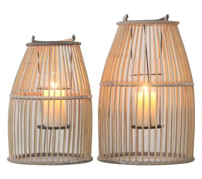 China Lantern for Home Decor/Wedding Rattan Storm Lantern Bamboo Weaving Woven Candle/Candle Holder with Outer Handle and Indooe Wood Lantern for Home Decor for sale