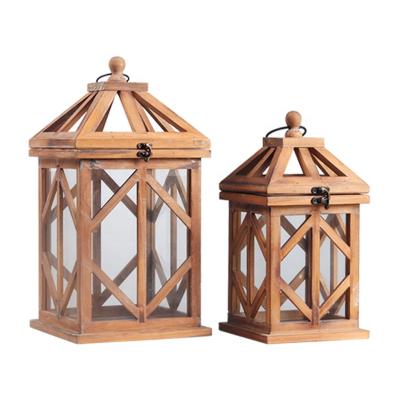 China Lantern for Candle / Home Decor Large Antique Wood Lantern for Home Candle and Outdoor Lantern for Holiday and Home Decor Yard Decorative Candle Lantern for sale