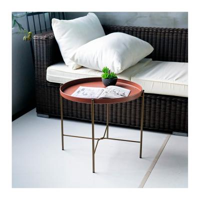 China Red Brown Occasional Metal Side Table For Living Room And Bedroom Can Dismantled For Easily Accessible Coffee Table for sale