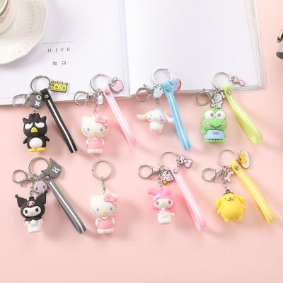 China Cute Eco-Friendly Kuromi Melody Sanrio Keychain Kawaii Cartoon Big-eared Frog Pudding Dog Penguin Women Bag Pendant Key Chain for sale