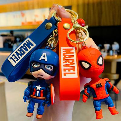 China Hot sale eco-friendly pvc kids super power captain america avengers toys spider-man key chain 3d cartoon spiderman marvel avenger keychai for sale