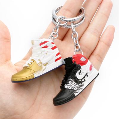 China Eco-Friendly Hot Selling Cheap Soft PVC Charms Cute Rubber Key Chain Accessories Jordan Shoe 3D Sneaker Plastic Key Chains for sale