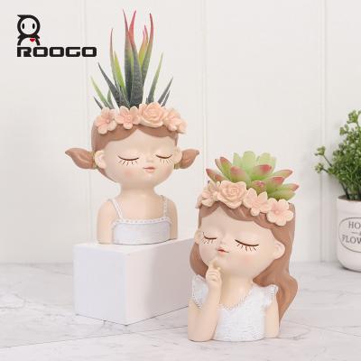 China Wholesale New Design Europe Roogo Small Flower Girl Pots Fairy Succulent Plant Pots Garden Planters for sale