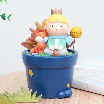 China ROOGO Cartoon New Products Small Succulent Planter Prince Garden Flower Pots Decor Office Home Gift for sale