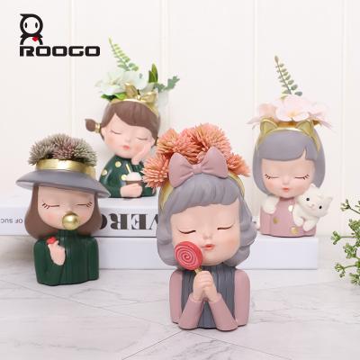 China Europe Roogo Modern Age Girl Flower Pots Garden Plant Succulent Pots for sale