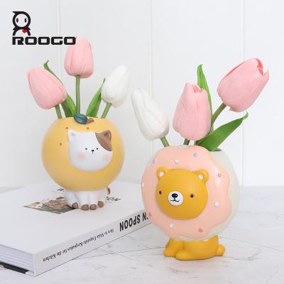 China Europe Roogo bonsai flower pots resin home and garden plant wholesale cute animal succulent pot for sale