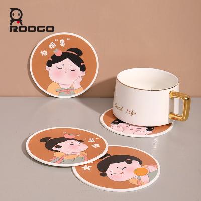 China New Design Tang Dynasty Coaster Lady Cute Roogo Cup Coasters Viable Home Decor for sale