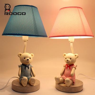 China Art Decor ROOGO Cartoon Character Decorative Table Lamp with Teddy Bear For Kids Bedroom for sale