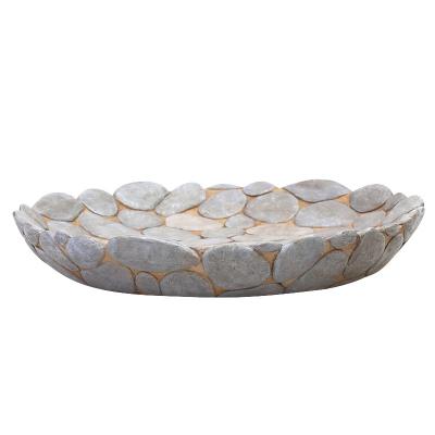 China The Creative Imitation Stone Plant Tray For Home Art Decor ROOGO &Garden Resin Plant Saucer for sale