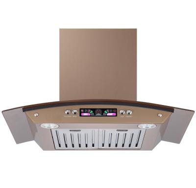 China Household Kitchen Glass Range Hood Arc-shaped Cooker Range Hood With Led Display for sale