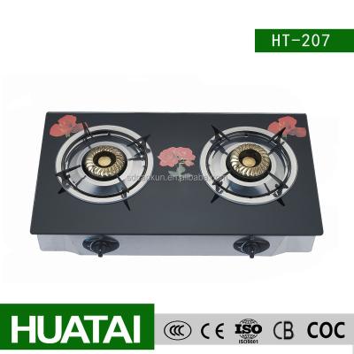 China Enameled Grill Tenpered Galss Double Burners Gas Stove/Cooker 1pcs for sample & 100pcs for order for sale