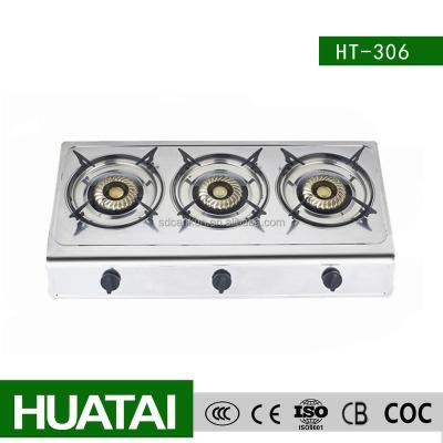 China 3 Burner 	Portable Gas Cooker Grey Coating  HUATAI Electronic Ignition Gas Cooker for sale