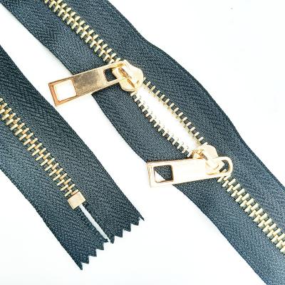 China #5 Brass Two Way Auto Lock Zipper With Double Cloth Bags Wallet Zipper For Craft Garment Accessories Hot Selling Products for sale