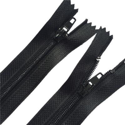 China High Quality Auto Lock Nylon Normal Close End Zipper 3# Auto Lock Black Slider For Pants for sale