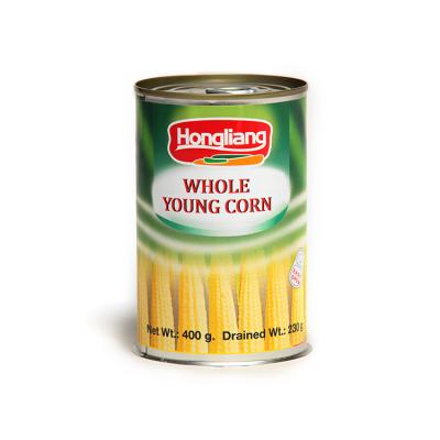 China 400g Tin Can Whole Canned Baby Corn Chinese Sweet Cob Young In Vacuum for sale