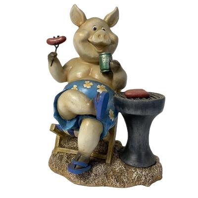 China Wholesale King Kong BBQ Pig Statue Resin Gifts China Resin Sculpture Opens Statue Anime Cartoon Resin Statue for sale