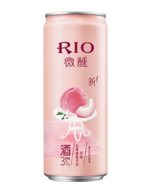 China Party RIO ALCOHOLIC DRINKS CHINA FRUITS Peach Elderflower Cocktail Small Beautiful WINE Alc.3%Vol DRINK Series White Aluminum Can for sale