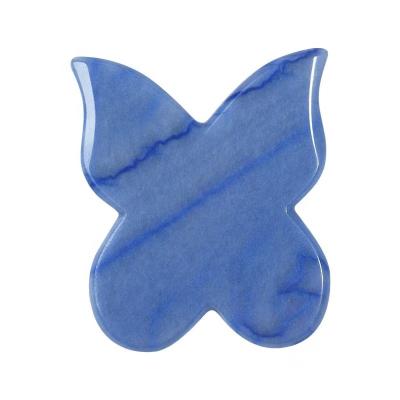 China Custom Scratch Natural Stone Logo Beauty Butterfly Shape Guasha Body Face Eye Neck Body Massager and Body Skin Blue Aventurine Gua Sha Massage Tool for sale