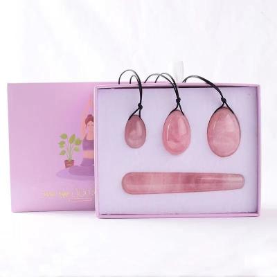 China Wholesale Custom Gemstone Yoni Massager Egg Natural Pink Rose Quartz Kegel Exerciser Yoni Egg for sale