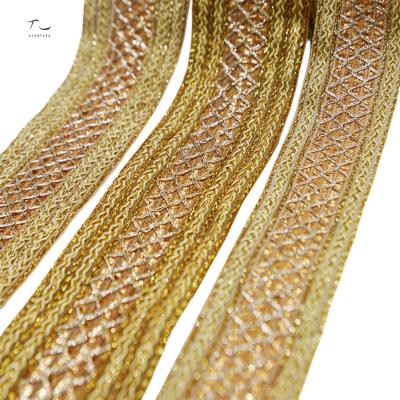 China OEM And ODM Sustainable Embroidery Lace Up Trim Polyester Lace Webbing Customized Size for sale