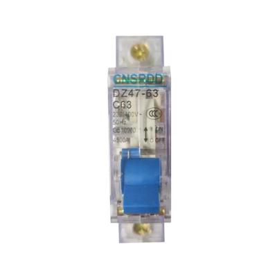 China Miniature Type C DZ47-63 1P 6-63A 50Hz Single Phase Air Circuit Breaker MCB Transparent 4.5KA Single Phase Circuit Breaker for sale