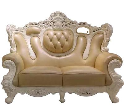 China Chic Antique Leather Sectional Furniture French Rococo Luxury 7 Seater Living Room Sofa Set Louis Elegant Italia Solid Wood for sale