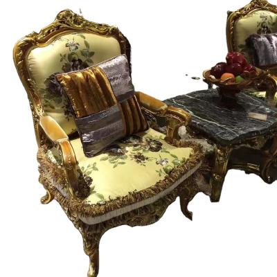 China Accent Armchair Armchair OEM Engraved Coffee Wood Chair Castle Leisure Chair Unique Floral Carved Side Lounge Guest Chair for Dubai and Arabia for sale