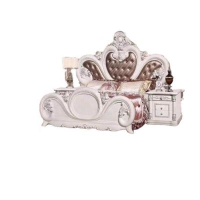 China Antique Finished Wholesale Wood Flame Color King Size Bedroom Furniture Hot Sale Ivory Luxury Bed Set For Sales for sale