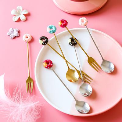 China New Design Sustainable 304 Stainless Steel Sugar Shape Coffee Dessert Spoon Fork for sale