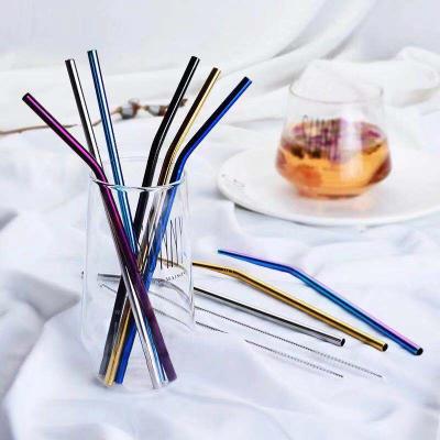 China Stainless Steel Beverage Drinking Straw With Cleaning Brush Retractable Stainless Steel Straw for sale