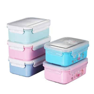 China Portable Stainless Steel Lunch Box Bento Box Cartoon Food Container Viable Leakproof For Kids Children Picnic School for sale