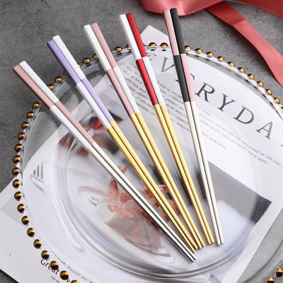 China New Arrival Sustainable Food Grade Stainless Steel Golden Korean Chopsticks With Custom Logo for sale