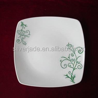 China Sustainable quare cut decal porcelain dinner plate for sale