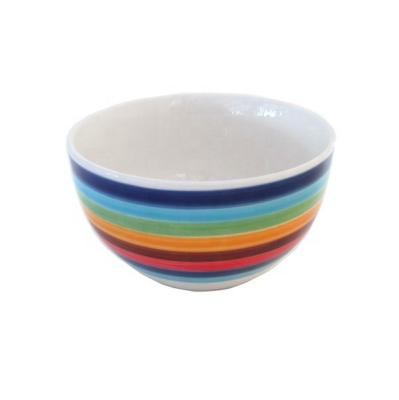 China Viable Edge Hand Painted Ceramic Colorful Round Rice Bowl for sale