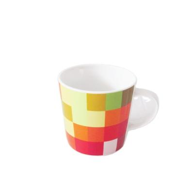 China Sustainable V Shape Colorful Ceramic Mugs With Irregular Geometric Pattern for sale