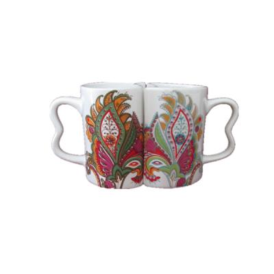 China Sustainable Ceramic Coffee Mug Promotion Couple With Patterns for sale