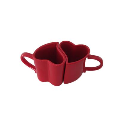 China 200ml Viable Heart Shaped Couple Of Ceramic Coffee Mugs for sale